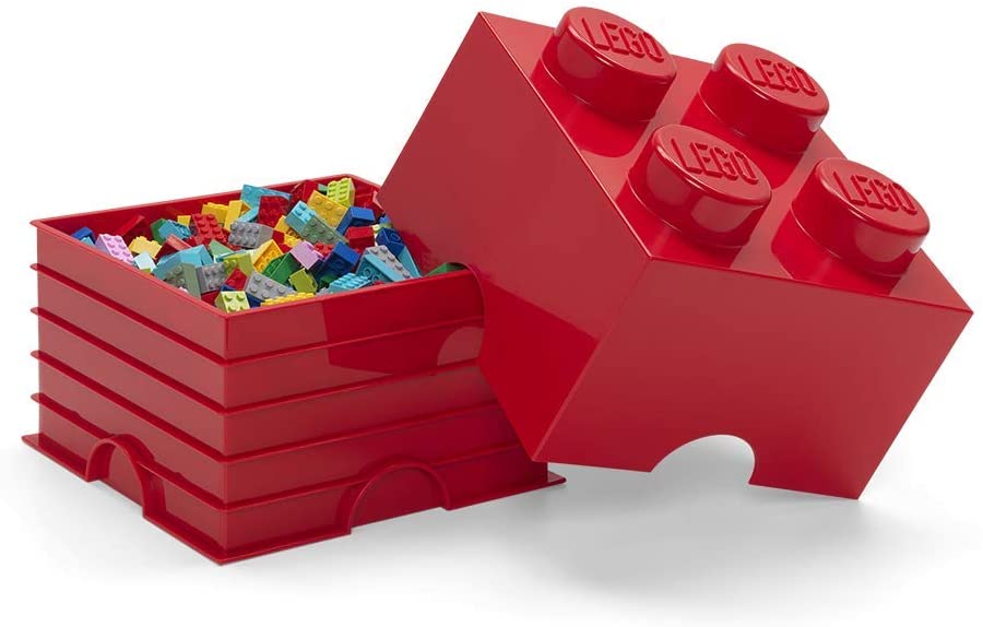 LEGO Desk Drawer 4 knobs Stackable Storage Box Red - New