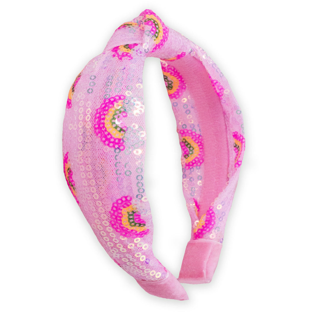 Kids Sequin Knot Headband - Rainbow