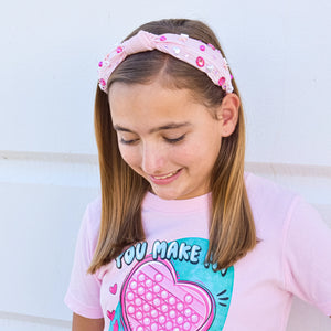 Kids Embellished Knot Headband - Beaded Valentine's Day