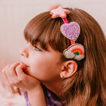 Load image into Gallery viewer, Interchangeable Charm Headband and Hair Clips - Rainbow, Star and Heart
