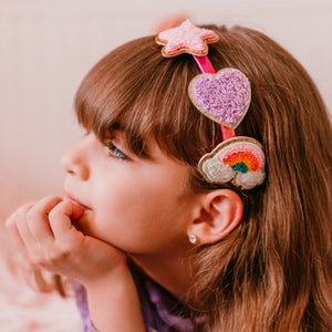 Interchangeable Charm Headband and Hair Clips - Rainbow, Star and Heart