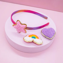 Load image into Gallery viewer, Interchangeable Charm Headband and Hair Clips - Rainbow, Star and Heart

