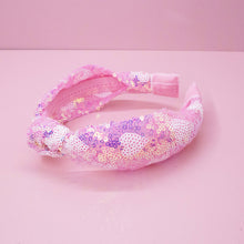 Load image into Gallery viewer, Kids Knot Headband - Pink Sequin Heart Valentine&#39;s Day
