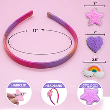 Load image into Gallery viewer, Interchangeable Charm Headband and Hair Clips - Rainbow, Star and Heart
