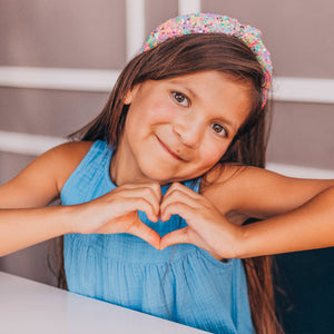 Kids Knot Headband - Sequin Knotted Hair Band Accessories (Rainbow)