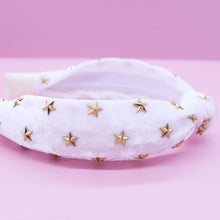 Load image into Gallery viewer, Kids Knot Headband - White Star Stud Velvet Hair Accessories
