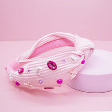 Load image into Gallery viewer, Kids Embellished Knot Headband - Beaded Valentine&#39;s Day
