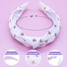 Load image into Gallery viewer, Kids Knot Headband - White Star Stud Velvet Hair Accessories
