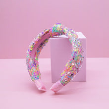 Load image into Gallery viewer, Kids Knot Headband - Sequin Knotted Hair Band Accessories (Rainbow)
