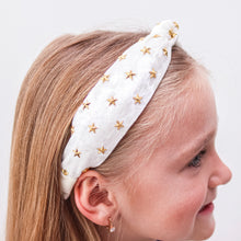 Load image into Gallery viewer, Kids Knot Headband - White Star Stud Velvet Hair Accessories
