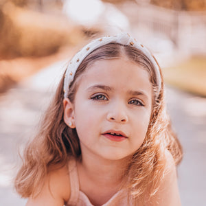 Kids Knot Headband - White Star Stud Velvet Hair Accessories