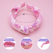 Load image into Gallery viewer, Kids Knot Headband - Pink Sequin Heart Valentine&#39;s Day
