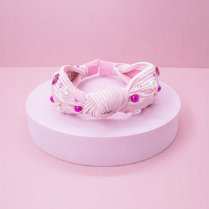 Kids Embellished Knot Headband - Beaded Valentine's Day