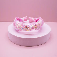 Load image into Gallery viewer, Kids Knot Headband - Pink Sequin Heart Valentine&#39;s Day
