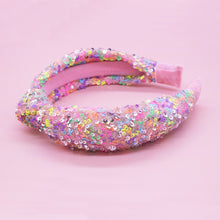 Load image into Gallery viewer, Kids Knot Headband - Sequin Knotted Hair Band Accessories (Rainbow)
