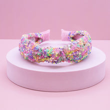 Load image into Gallery viewer, Kids Knot Headband - Sequin Knotted Hair Band Accessories (Rainbow)
