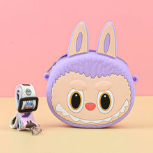 Load image into Gallery viewer, Light Purple Labubu purse with a pink background
