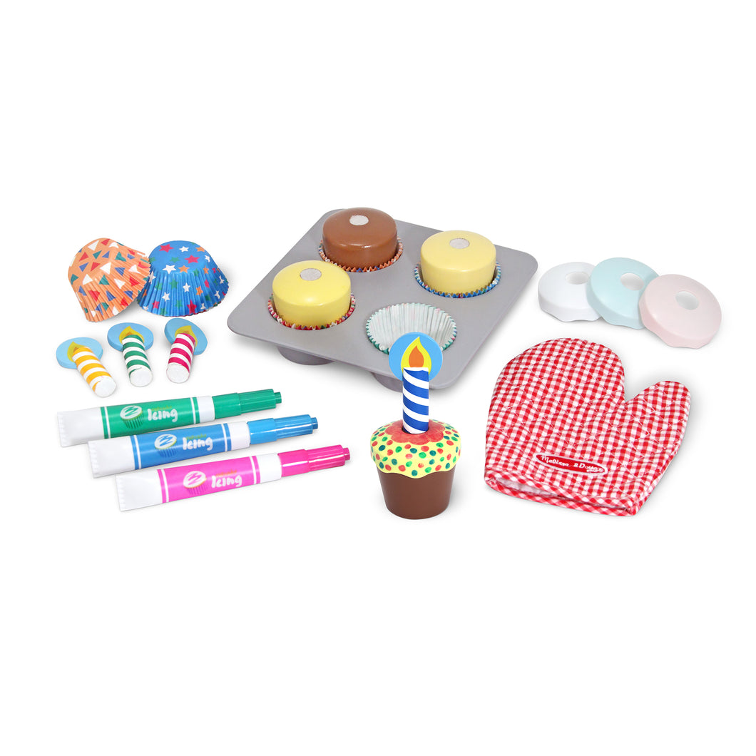 Melissa and Doug Wooden Bake & Decorate Cupcake Set