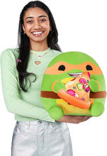 Load image into Gallery viewer, Snackles Ninja Turtles Michelangelo 14&quot; Plush by ZURU, Cuddly Squishy Comfort Plush with Teenage Mutant Ninja Turtles Theme and Pizza Snack Accessory
