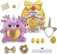 Load image into Gallery viewer, Rainbocorns Epic Golden Egg by ZURU (Reindeer), Girls Toy Includes Stuffed Animal with 25+ Golden Surprises, with Rings, Stickers, Bows, and More - Girls Gift Idea
