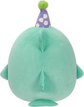 Load image into Gallery viewer, Squishmallows Original 12-Inch Sharon The Teal Shark with Party Hat + Confetti Belly - Official Jazwares “Happy Birthday” Plush (Medium-Sized)
