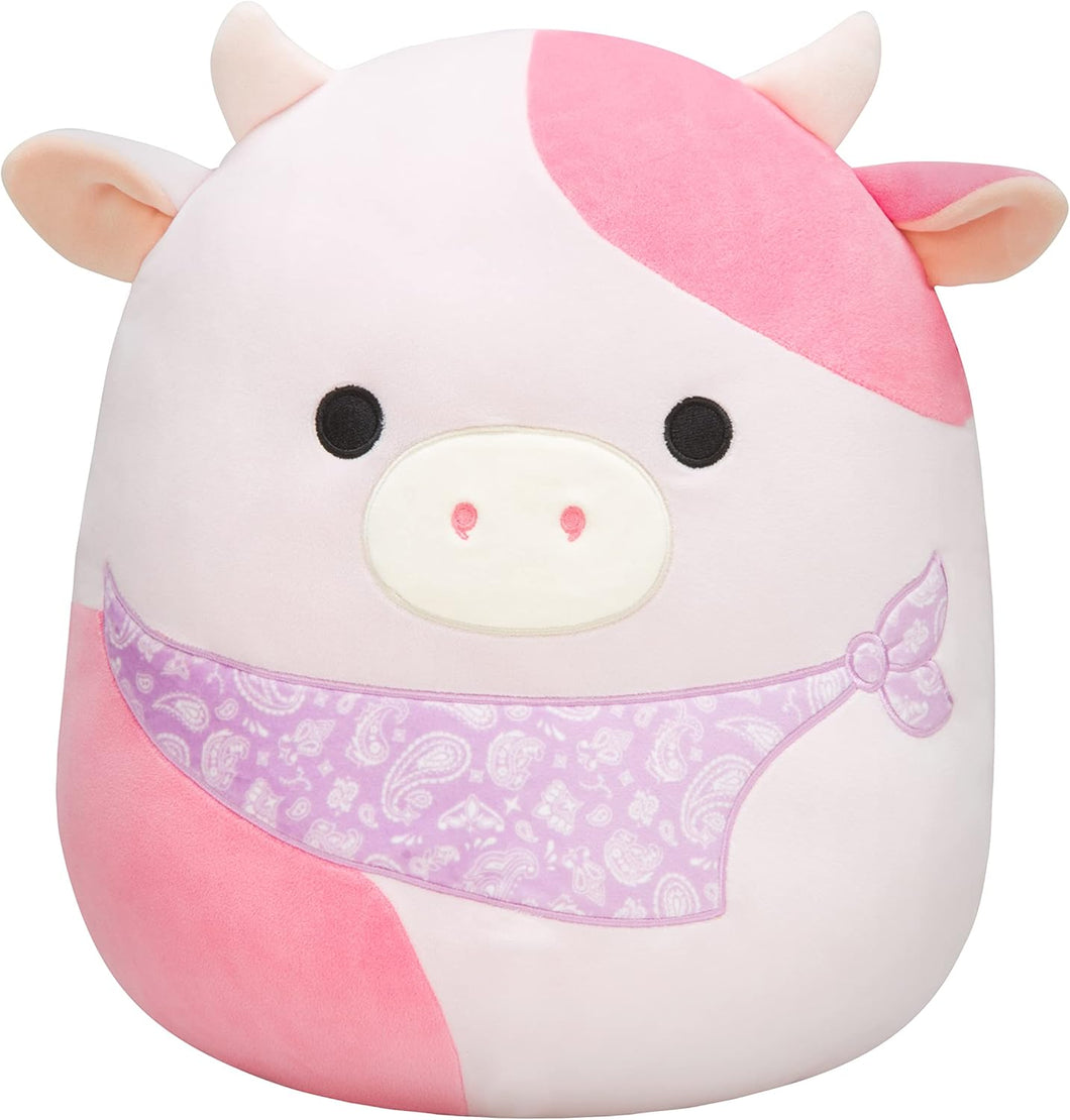 Squishmallows Original 14-Inch Reshma Light Pink Cow with Purple Bandana