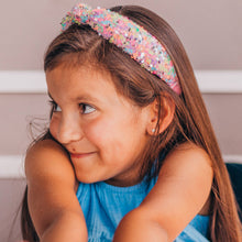 Load image into Gallery viewer, Kids Knot Headband - Sequin Knotted Hair Band Accessories (Rainbow)
