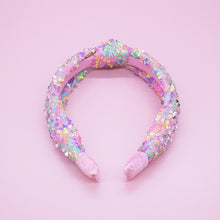 Load image into Gallery viewer, Kids Knot Headband - Sequin Knotted Hair Band Accessories (Rainbow)

