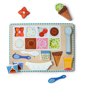 Melissa and Doug Wooden Magnetic Ice Cream Puzzle & Play Set - 16 Pieces