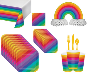 Rainbow Square Party Dinner Plates