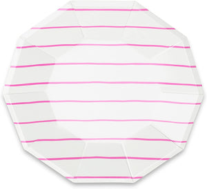 Large Pink striped plates